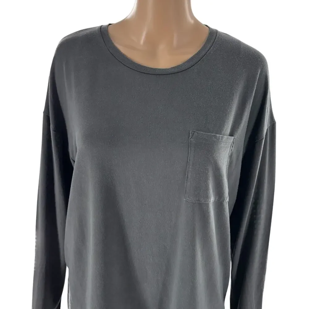 Sijo Gray Soft Stretch Long Sleeve Pajama Sleep Shirt